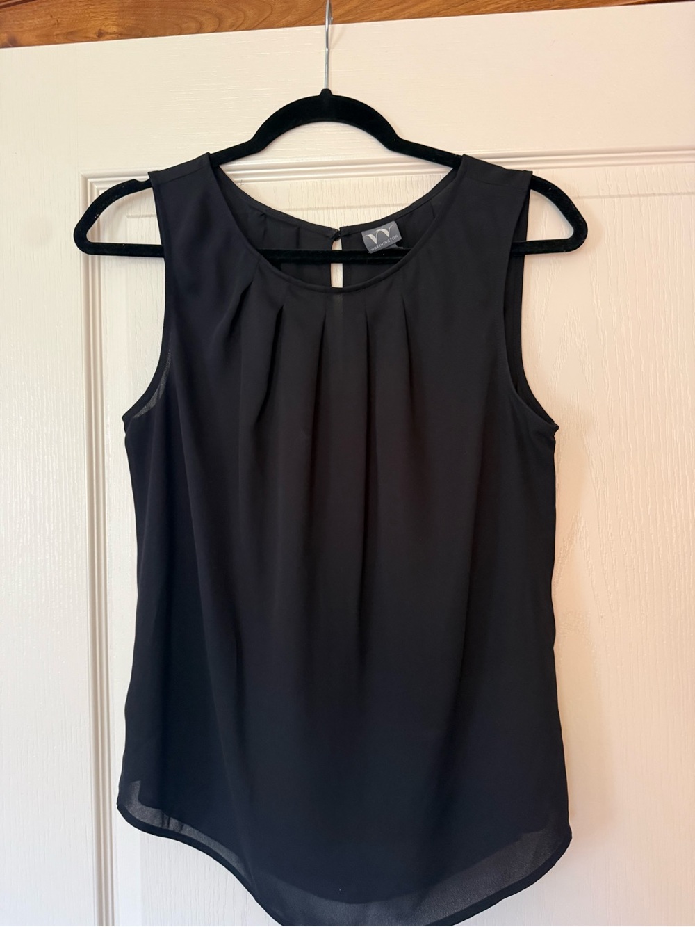 Worthington Black Sleeveless Pleated Neck Camisole